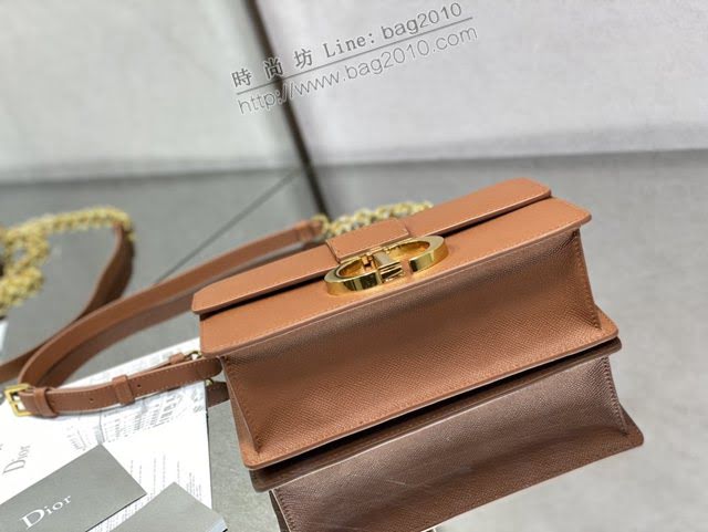 Dior女包 迪奧蒙田掌紋深古銅鏈條包 Dior肩背斜挎包  dfk1610